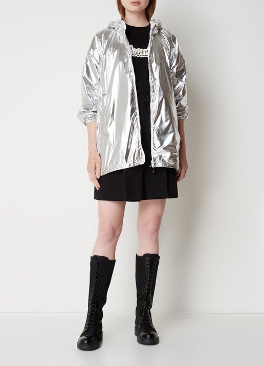 Moncler Reversible parka met capuchon en metallic finish - voorkant 7 zilver