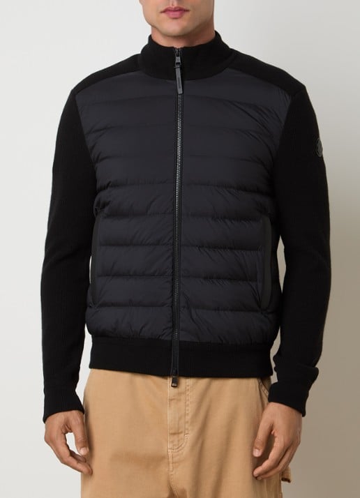 Moncler Ribgebreid vest in kajsmierblend met gewatteerd voorpand