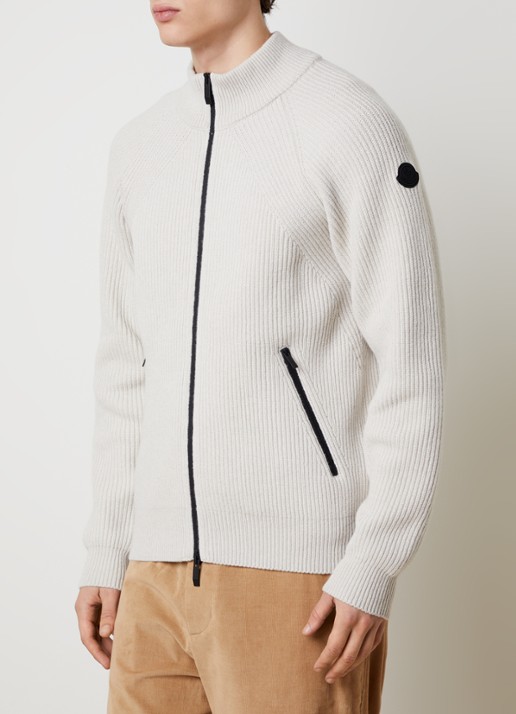 Moncler Ribgebreid vest in kasjmierblend met steekzakken - detail 4 gebroken wit