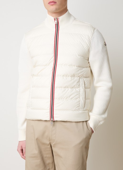 Moncler Ribgebreid vest met gewatteerd voorpand en donsvulling