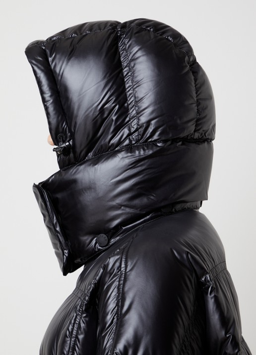 Moncler Rochelairs longline puffer jas met logo - detail 3 zwart