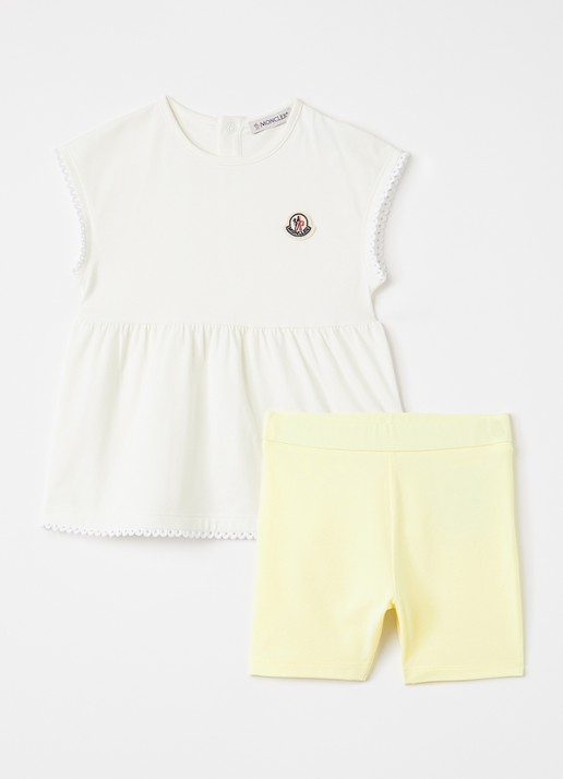 Moncler Set van polo met korte broek 2-delig - voorkant geel