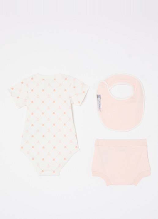 Moncler Set van romper met bloomer en slab 3-delig - voorkant 2 roze