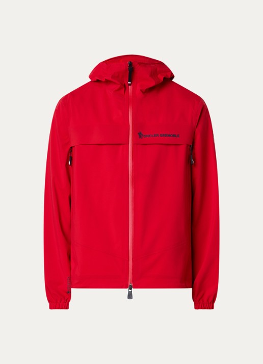 Moncler Shipton Gore-Tex windjack met logoborduring en ritszakken - voorkant rood