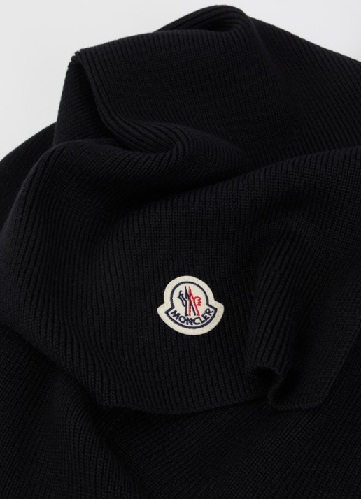 Moncler Sjaal van scheerwol 210 x 28 cm - detail zwart