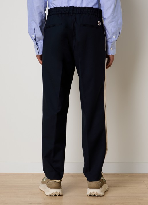 Moncler Straight fit pantalon met trekkoord en steekzakken - achterkant donkerblauw