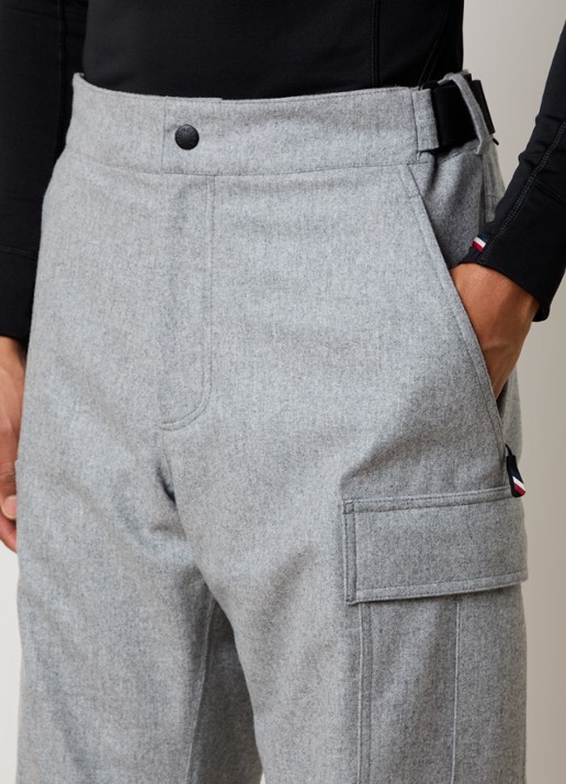 Moncler Straight fit ski-broek van scheerwol met klepzakken - detail 6 grijsmele