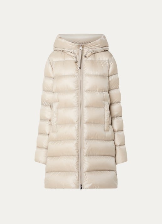 Moncler Suyenne longline pufferjas met donsvulling