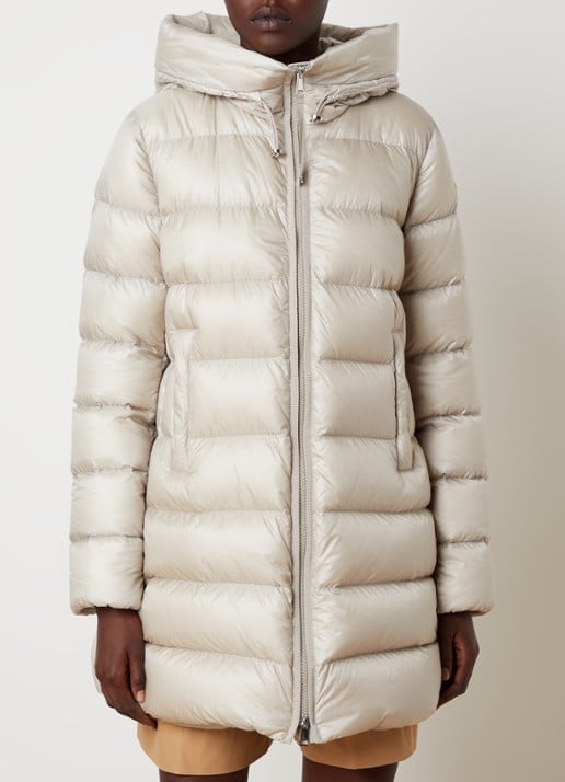 Moncler Suyenne longline pufferjas met donsvulling