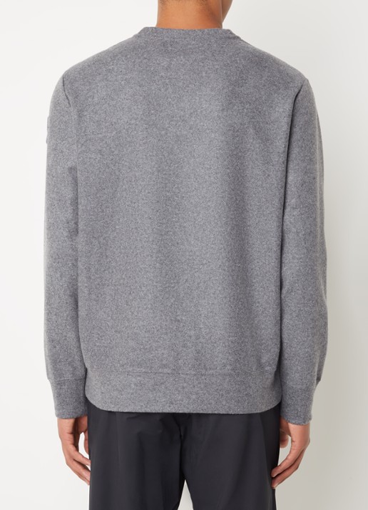 Moncler Sweater in wolblend met logoborduring - achterkant 5 legergroen