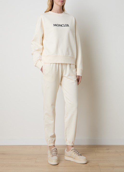 Moncler Sweater met logoborduring - voorkant 3 wit