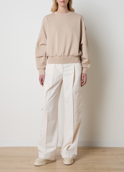 Moncler Sweater met logoborduring - voorkant 2 beige