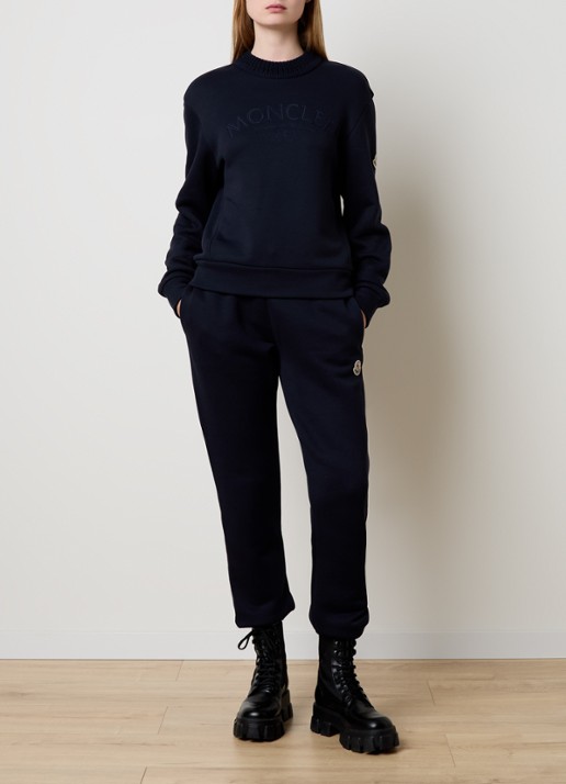 Moncler Sweater met logoborduring - voorkant 3 donkerblauw
