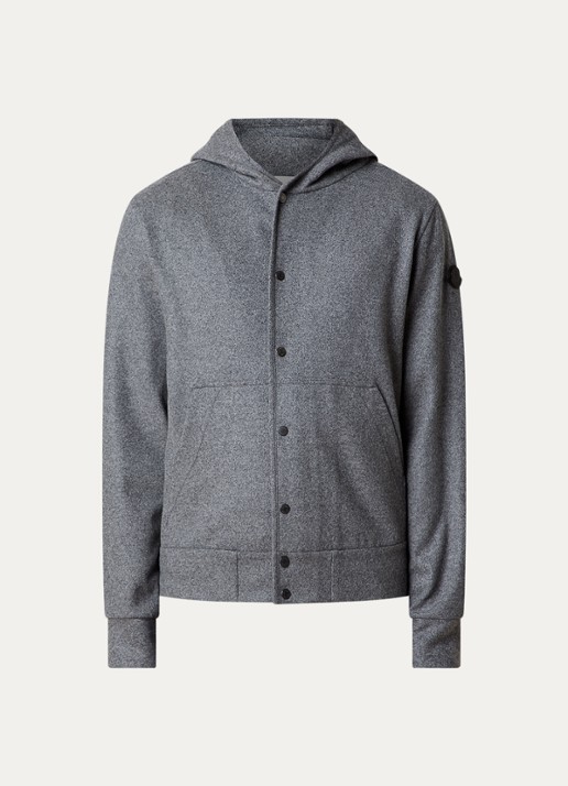 Moncler Sweatvest in scheerwolblend met capuchon - voorkant grijsmele
