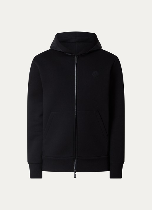 Moncler Sweatvest met capuchon en logo - voorkant zwart