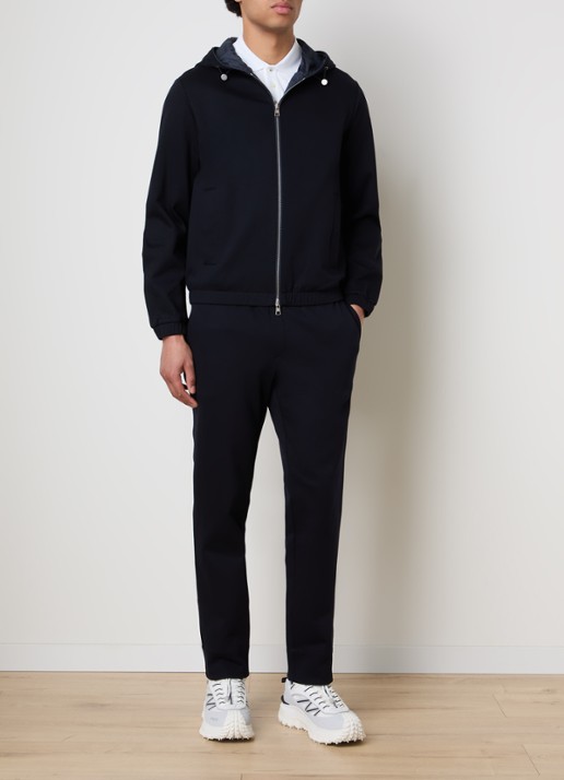 Moncler Sweatvest met capuchon en steekzakken - voorkant 2 donkerblauw