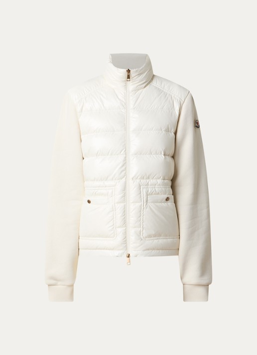Moncler Sweatvest met gewatteerd voorpand  - voorkant gebroken wit
