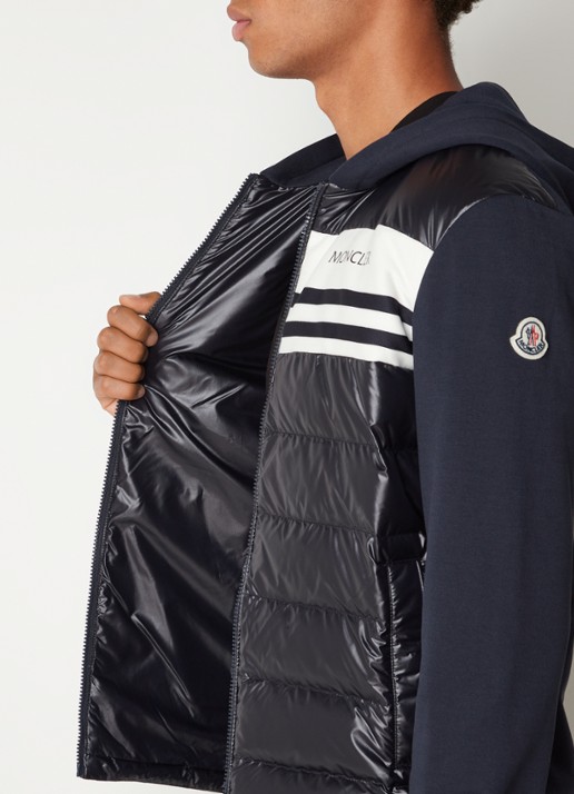 Moncler Sweatvest van jersey met gewatteerde voorpand en donsvulling  - detail 4 blauw
