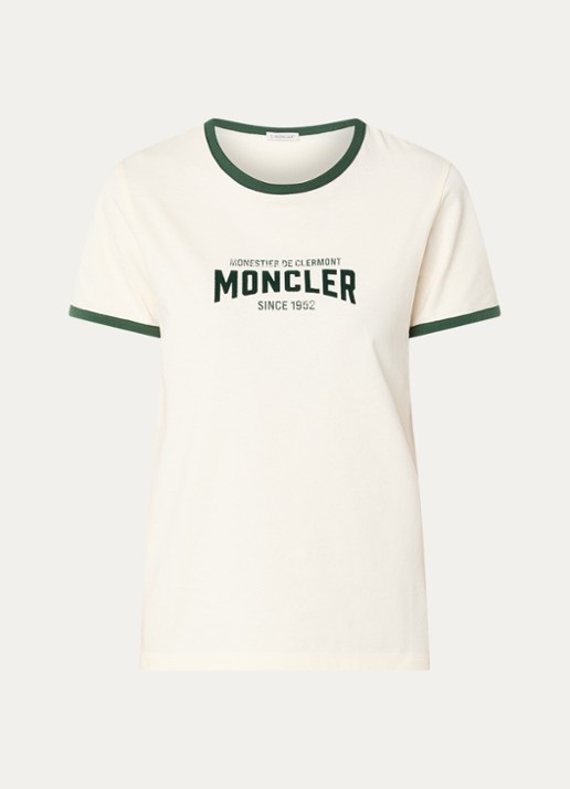 Moncler T-shirt met flock logoprint - voorkant 3 creme