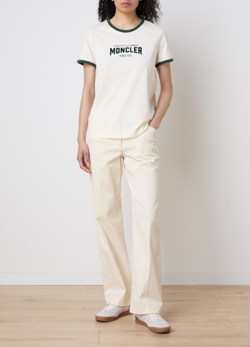 Moncler T-shirt met flock logoprint - voorkant 4 creme