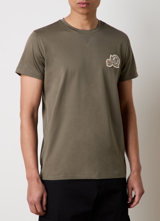 Moncler T-shirt met logo - detail 4 legergroen