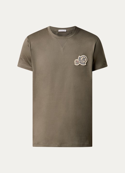 Moncler T-shirt met logo - voorkant 2 legergroen