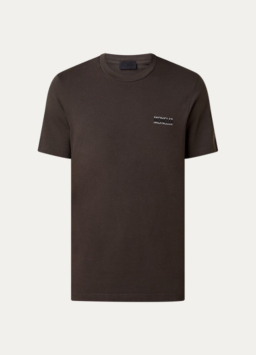 Moncler T-shirt met logo - voorkant donkerbruin