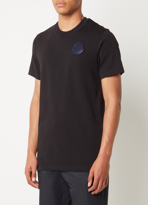 Moncler T-shirt met logoborduring  - detail 3 zwart