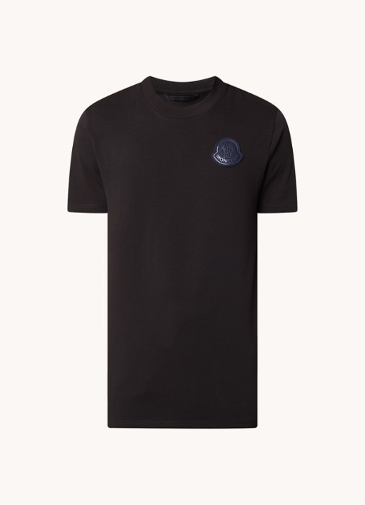 Moncler T-shirt met logoborduring  - voorkant zwart