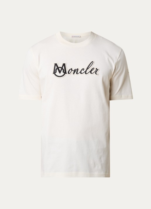 Moncler T-shirt met logoborduring - voorkant 2 gebroken wit