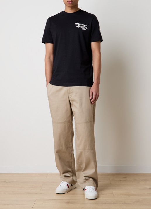 Moncler T-shirt met logoborduring - voorkant 5 zwart