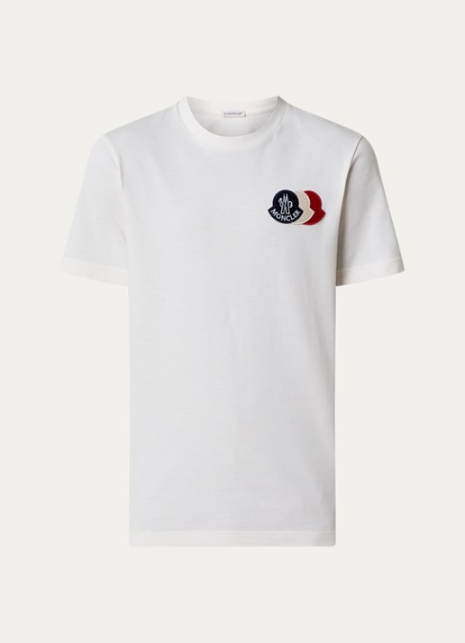 Moncler T-shirt met logoborduring - voorkant 4 creme