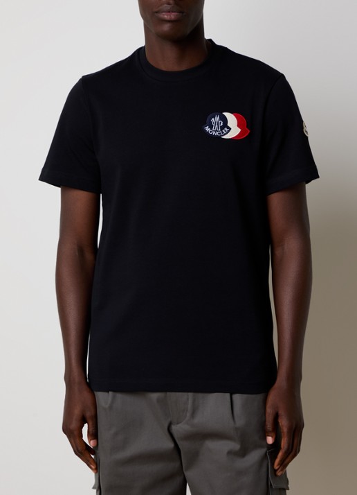 Moncler T-shirt met logoborduring - detail 4 donkerblauw
