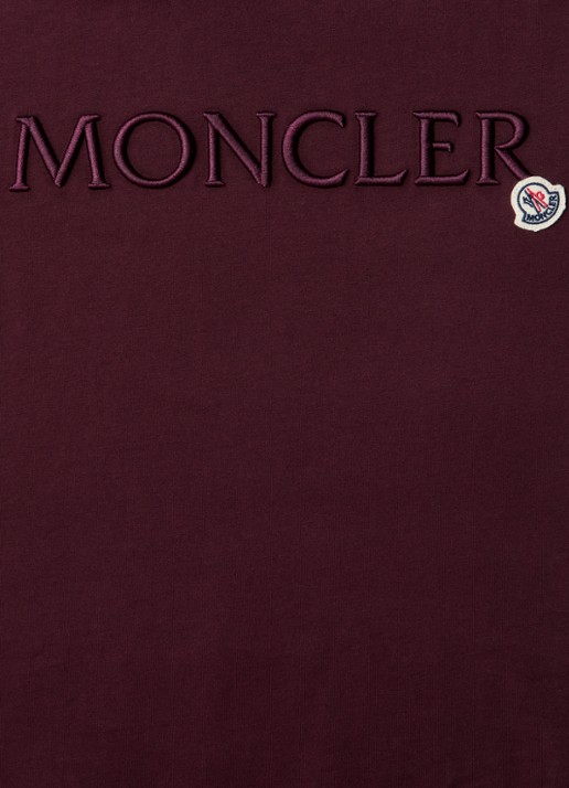 Moncler T-shirt met logoborduring - detail 2 bordeauxrood