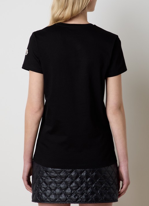 Moncler T-shirt met logoborduring - achterkant 3 zwart