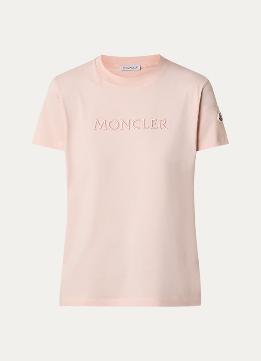 Moncler T-shirt met logoborduring - voorkant 3 roze