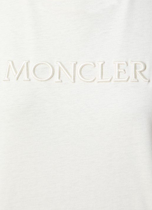 Moncler T-shirt met logoborduring - detail 5 gebroken wit