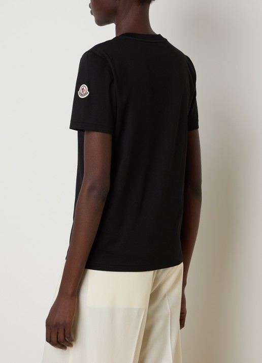 Moncler T-shirt met logoborduring - achterkant 3 zwart