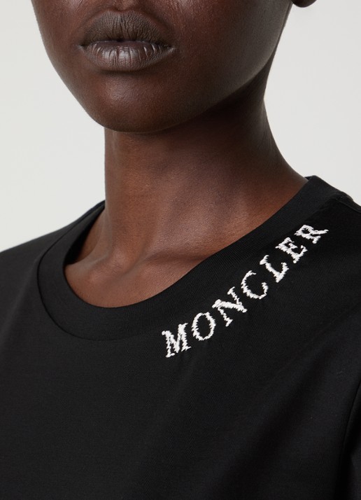 Moncler T-shirt met logoborduring - detail 2 zwart