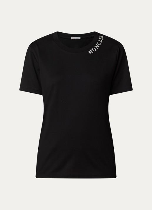 Moncler T-shirt met logoborduring - voorkant 4 zwart