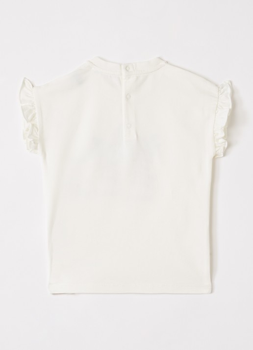 Moncler T-shirt met logoprint en volant - voorkant 2 gebroken wit