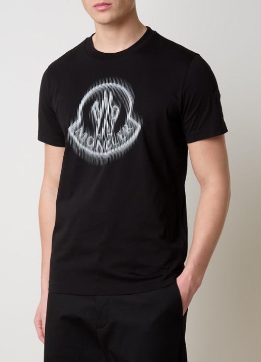 Moncler T-shirt met logoprint - detail zwart