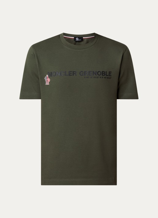 Moncler T-shirt met logoprint - voorkant 3 legergroen