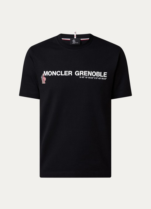 Moncler T-shirt met logoprint - voorkant 2 zwart
