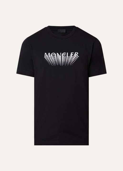 Moncler T-shirt met logoprint - voorkant 2 zwart