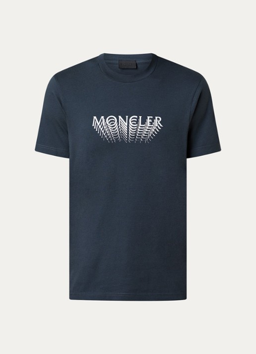 Moncler T-shirt met logoprint - voorkant donkergrijs