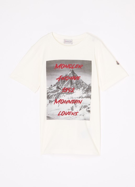 Moncler T-shirt met logoprint - voorkant wit