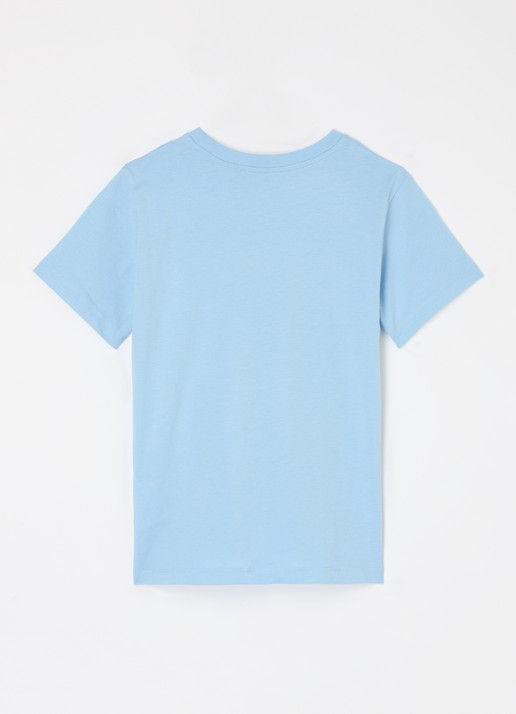 Moncler T-shirt met logoprint - voorkant 2 lichtblauw