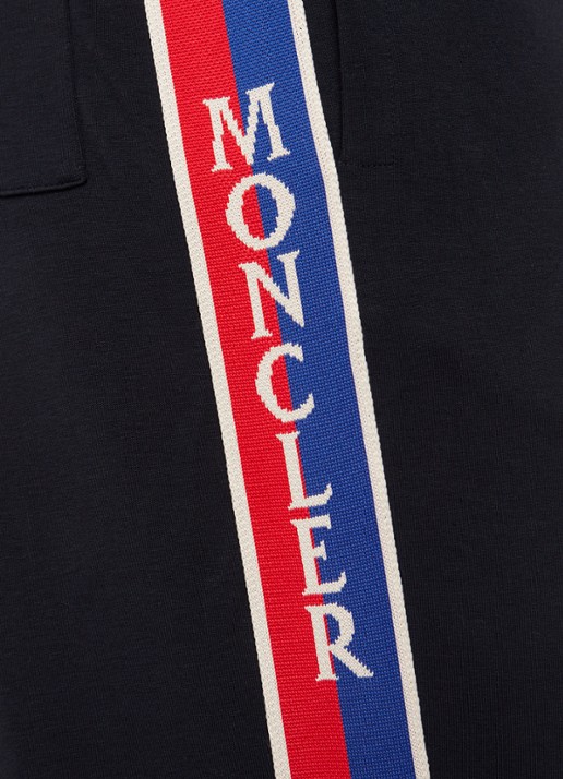 Moncler Tapered fit joggingbroek met logoband - detail 6 donkerblauw