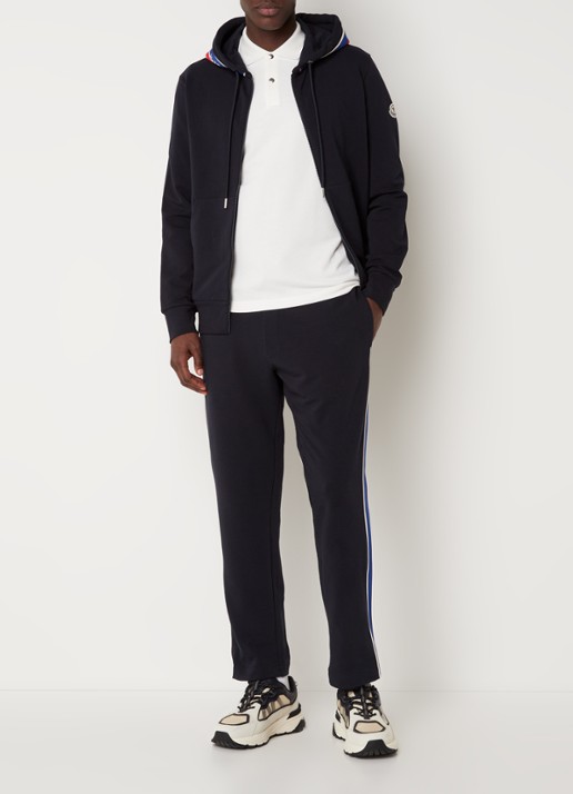 Moncler Tapered fit joggingbroek met logoband - voorkant 3 donkerblauw